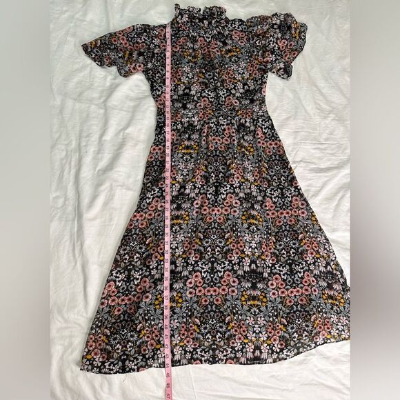 JULIA JORDAN Ruffle Mock Neck Floral Midi Dress, Short Flutter Sleeve, Size 6 - Picture 9 of 16